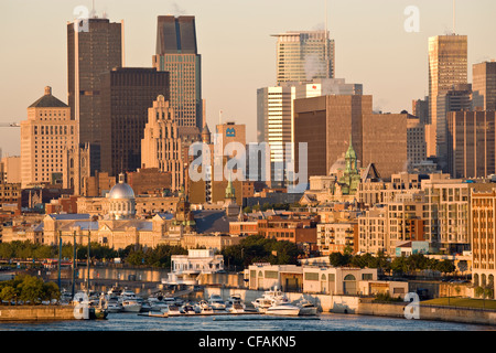 View of Montreal at sunrise from Ile Sainte-Helene, Montreal, Quebec, Canada. Stock Photo