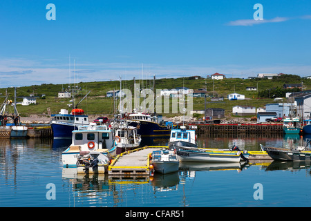 Fishing boats tied up at the wharf in Old Perlican, Newfoundland and Labrador, Canada. Stock Photo