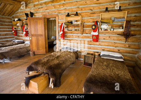 Sleeping quarters at Fort Walsh National Historic Site, Cypress Hills Interprovincial Park, Saskatchewan, Canada Stock Photo