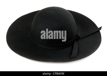 Black women felt hat isolated on white background Stock Photo