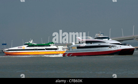 CHINA   MACAU SAR Transport Fast catamaran ferrieslink with Hong Kong and the New Territories. Stock Photo