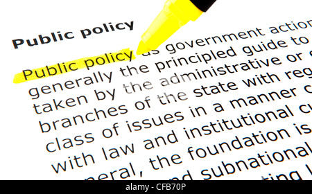 Text highlighted in color with felt tip pen Stock Photo