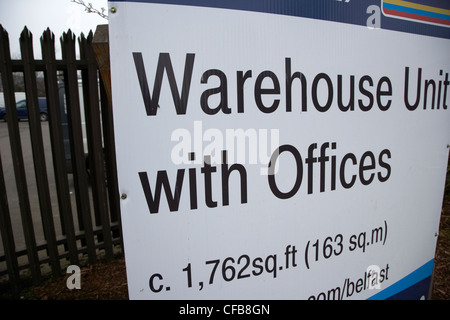 empty warehouse unit with offices for sale to let Belfast Northern Ireland UK Stock Photo