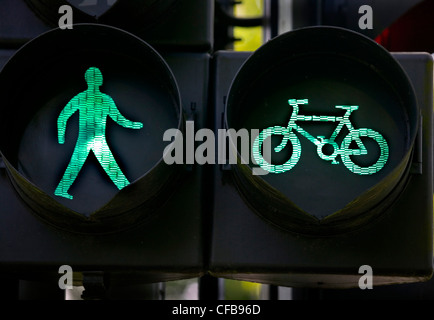 Pedestrian and bicycle traffic lights Stock Photo