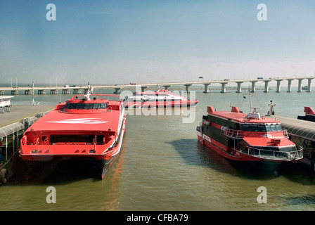 CHINA   MACAU SAR Transport Fast catamaran ferries and helicopters link with Hong Kong and the New Territories. Stock Photo