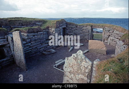 Knap of Howar Neolithic Houses on the island of Papa Westray in Orkney Stock Photo