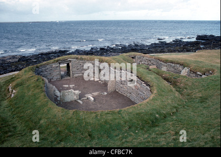 Knap of Howar Neolithic Houses on the island of Papa Westray in Orkney Stock Photo