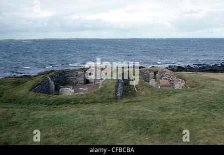 Knap of Howar Neolithic Houses on the island of Papa Westray in Orkney Stock Photo