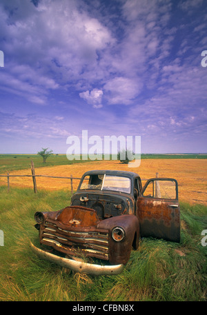 An old rusty truck in a field of green grass Stock Photo - Alamy