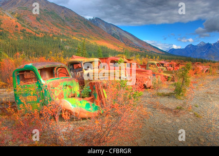 The Army Dump, also known as The Deadlines up the North Canol Road, Yukon. Located near MacMillin Pass.