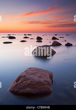 Sunset at Kettle Point on the shore of Lake Huron, Ontario, Canada Stock Photo