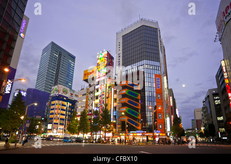 Japan, Asia, Tokyo, city, Akihabara, Electric Town, buildings, night skyline Stock Photo