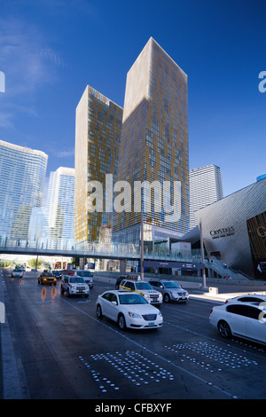 USA, United States, America, Nevada, Las Vegas, City, City, centre, Aria Resort, crystal, future, futuristic, lean, skyline, sky Stock Photo