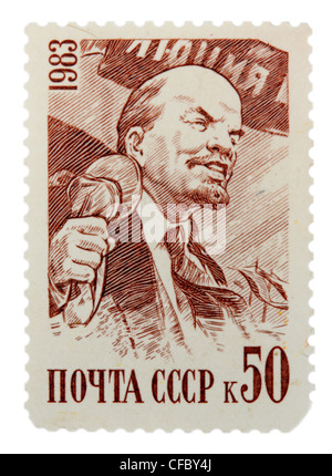 Postage stamp with a picture of Lenin Stock Photo - Alamy