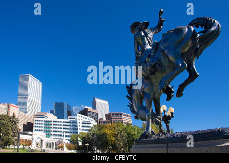 USA Denver Colorado Bronco Buster Statue by Alexander Procter in the ...