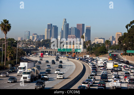 USA, United States, America, California, Los Angeles, City, Downtown, freeway, architecture, busy, cars, consumption, energy, ru Stock Photo