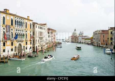 View along Grand Canal to Santa Maria della Salute, Venice, Veneto, Italy Stock Photo