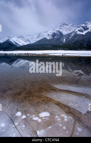 Winter at Spray Lake in Spray Valley Provincial Park in Kananaskis Country Alberta in the Canadian Rocky Mountains. Stock Photo