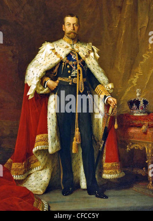 King George V, King, George, coronation robe, Windsor, House of Windsor, Painting, Great Britain, England, 1911, World War I, Wa Stock Photo
