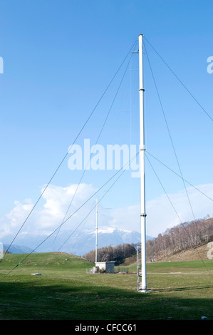 Switzerland, Ticino, Monteceneri, Radio, antenna, communication, pole, meadow Stock Photo