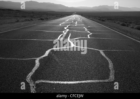 Endless road near Furnace Creek in Death Valley, California Stock Photo