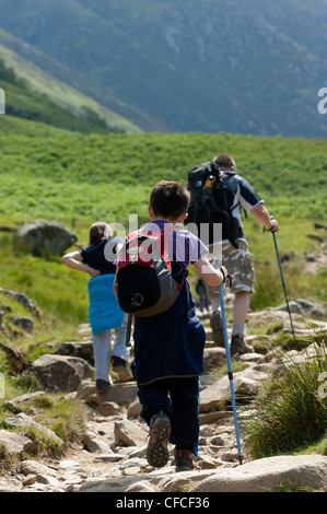 family on the ben nevis path Stock Photo