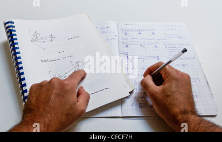 Studying Physics, note. Stock Photo