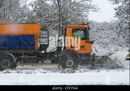 A snow plough on the M4 Berkshire UK Stock Photo