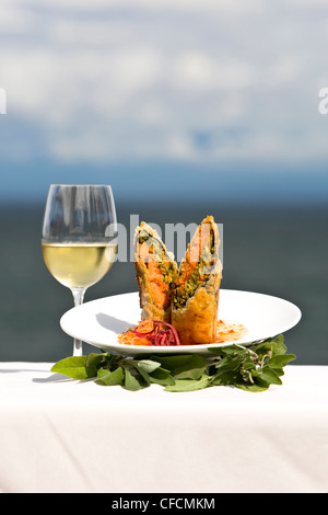 Fresh Salmon wrapped in phylo pastry , Courtenay, The Comox Valley, Vancouver Island, British Columbia, Canada. Stock Photo