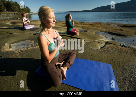 Yogpractioners meditate relax lotus position Stock Photo