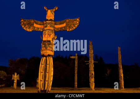 Beautiful examples First Nations totem poles can Stock Photo