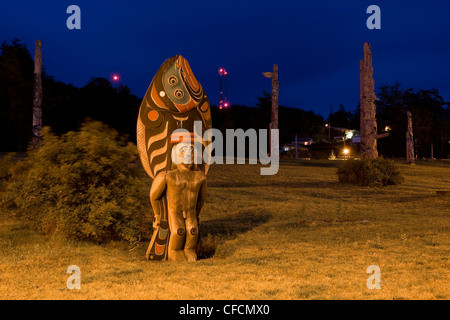 Beautiful examples First Nations totem poles can Stock Photo