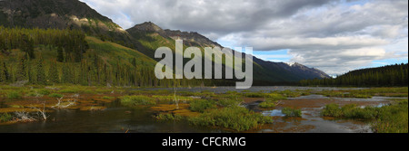 Panoramic view of Annie Lake, near Whitehorse, Yukon. Stock Photo