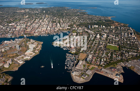 Aerial of Victoria and it's harbour, British Columbia, Canada Stock Photo