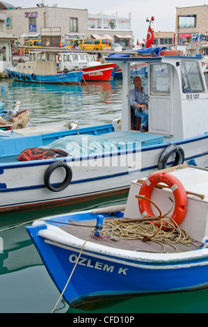 Fishing boats in Kuşadası, a resort town on Turkey's Aegean coast in Aydın Province Stock Photo