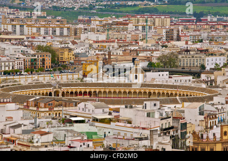 Maestranza bull ring and the historic center, seeen from the Giralda Tower, Seville, Andalusia, Spain, Europe Stock Photo