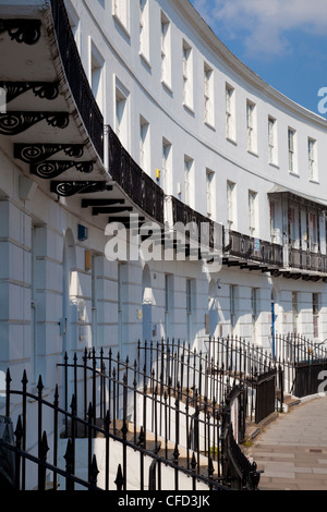 Terrace of Regency style Georgian houses, The Royal Crescent, Cheltenham Spa, Gloucestershire, England, UK Stock Photo