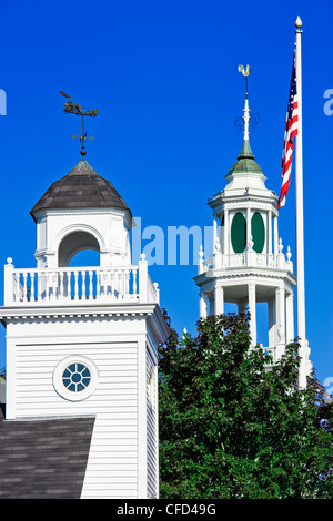 Town Office and First Parish Church, Manchester by-the-Sea, Massachusetts, United States of America Stock Photo