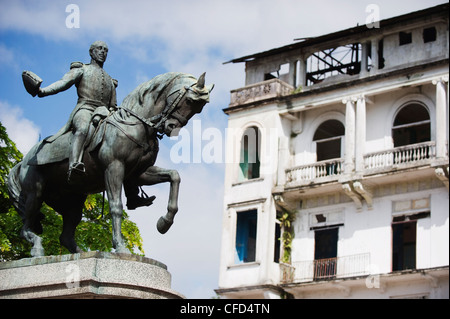 Statue of General Tomas Herrera, historical old town, UNESCO World Heritage Site, Panama City, Panama, Central America Stock Photo