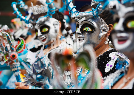 Masked performers in a parade at Oruro Carnival, Oruro, Bolivia, South America Stock Photo