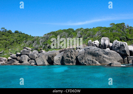 View onto rocks and rainforest on an island, Similan Islands, Andaman Sea, Thailand Stock Photo