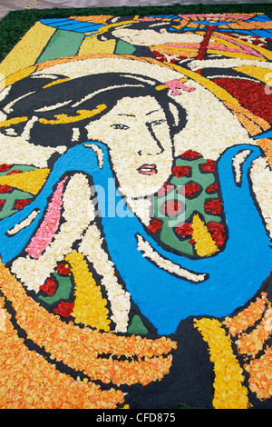 Japan, Tokyo, Kachidoki, Floral Display of Ukiyo-e Scene at the Infiora Festival Stock Photo