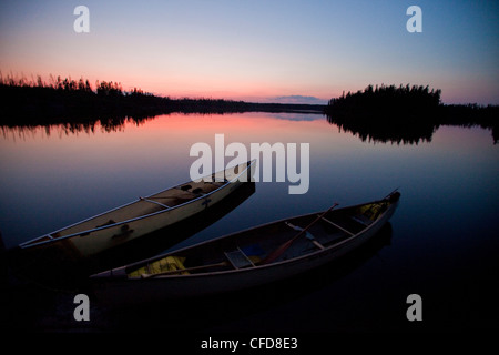 Canoes, Wabakimi Provincial Park, Ontario, Canada Stock Photo