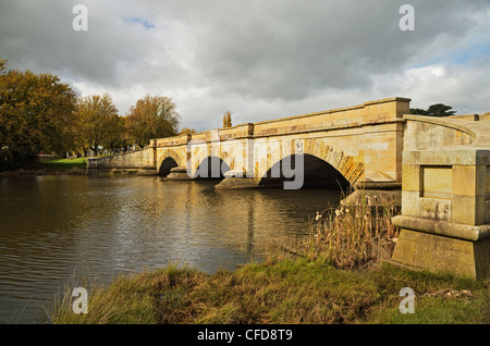 Ross Bridge and Macquarie River, Ross, Tasmania, Australia, Pacific Stock Photo