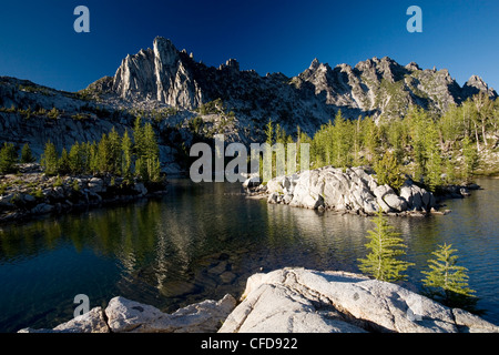 Prusik Peak, Leprechaun Lake, Enchantment Lakes, Alpine Lakes Wilderness, Leavenworth region, Washington State, USA Stock Photo
