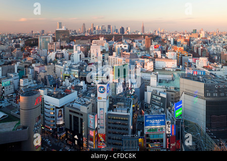 Elevated view of Shinjuku skyline from Shibuya, Tokyo, Japan, Asia Stock Photo