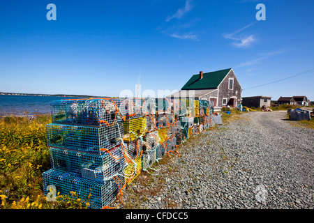 Lobster traps, Grand Harbour , Grand Manan Island, Bay of Fundy, New Brunswick, Canada Stock Photo