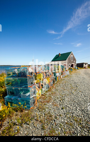 Lobster traps, Grand Harbour , Grand Manan Island, Bay of Fundy, New Brunswick, Canada Stock Photo