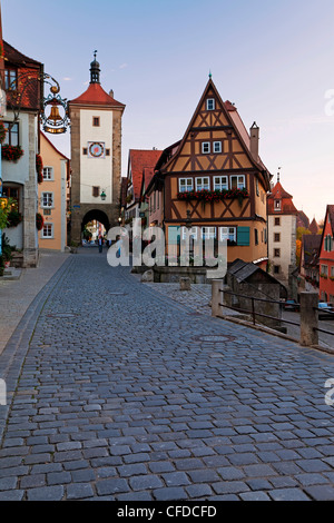 Ploenlein, Siebers Tower, Rothenburg ob der Tauber, Franconia, Bavaria, Germany, Europe Stock Photo