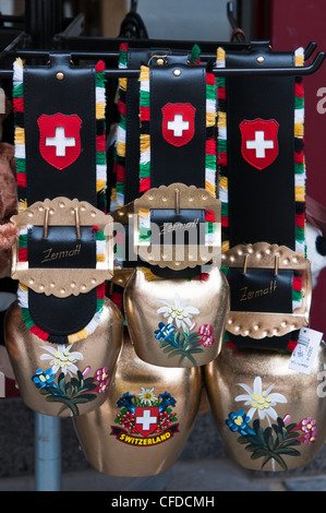 Cowbell souvenirs in Zermatt, Switzerland, Europe Stock Photo